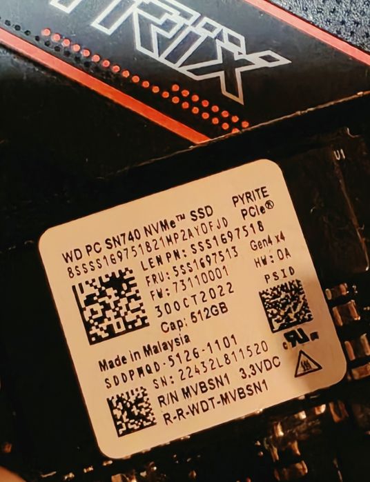 1TB Western Digital PC SN740 512GB NVMe PCIe 4.0 x4
