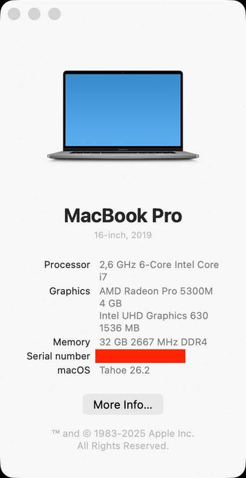 Apple MacBook Pro 16 inch / i7 / 32 GB RAM / 512 GB