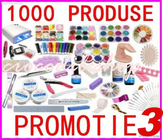 Kit unghii false gel 12 geluri color set manichiura Lampa LED uv freza