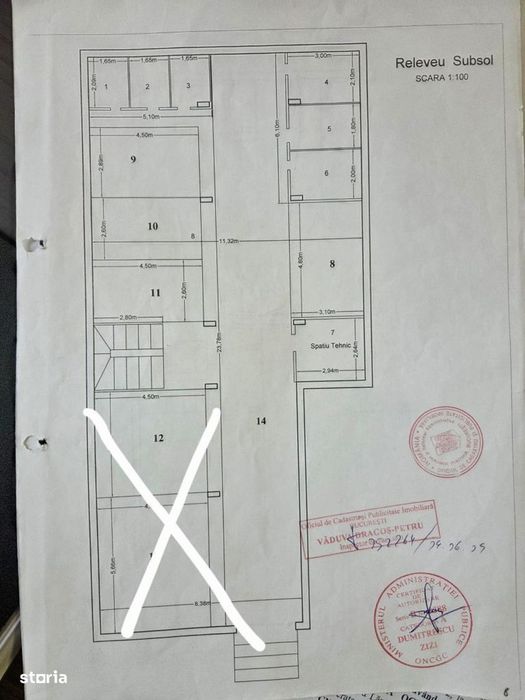 Spatiu subsol 227mp cu parcari subterane si boxe