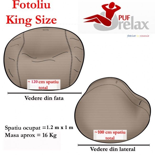 Set fotoliu Pufrelax king size + otoman, vișinii