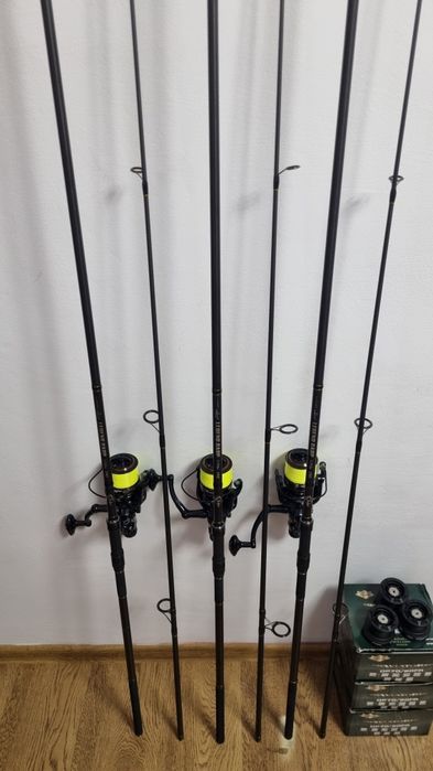 SET 3 Lansete FL LEGEND CARP 3.90 3.75 Lbs + 3 Mulinete AVIATOR DP70