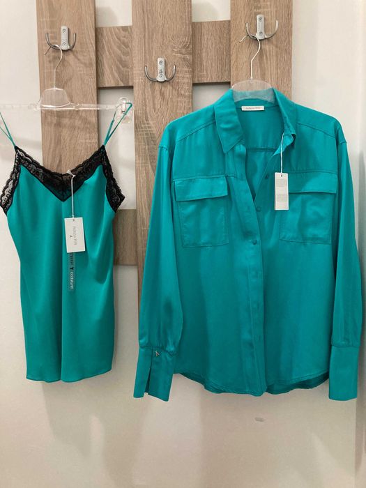 Риза и топ на PATRIZIA PEPE, нови с етикети, в тюркоазен цвят