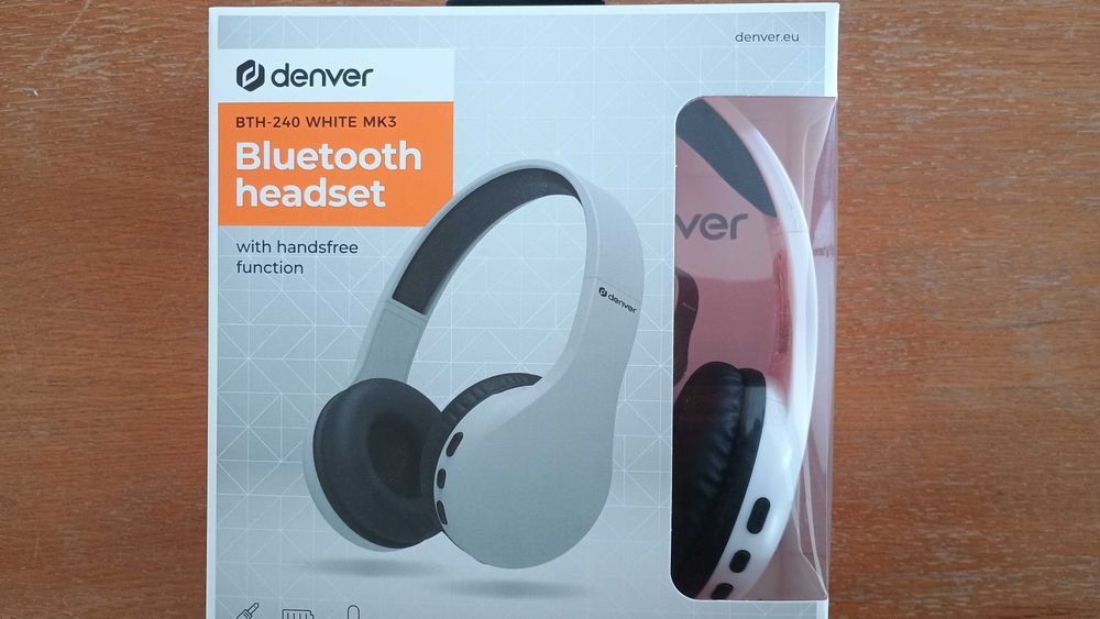 Безжични слушалки бели DENVER BLUETOOTH HEADSET BTH-240 WHITE