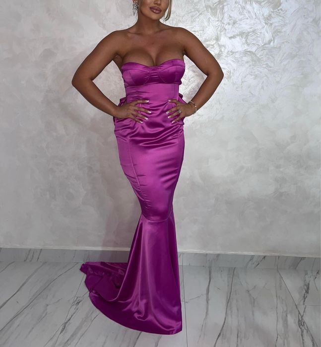Rochie satin roz Fucsia liliac masura Xs