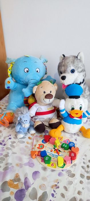 ЛОТ играчки за бебе, плюшени, дървен пъзел часовник