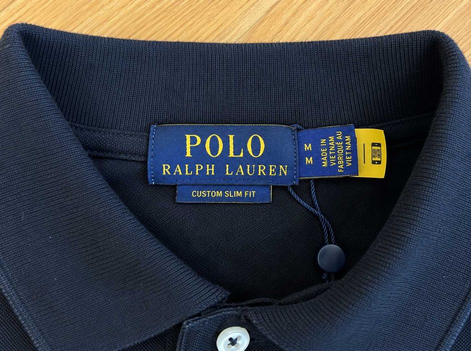 Tricou Polo Ralph Lauren bărbați Custom Slim Fit, bleumarin, bumbac, mărimea M