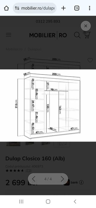 Dresing alb cu usi oglinda