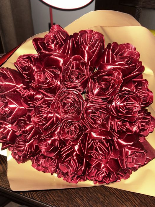 Букет из атласной ленты