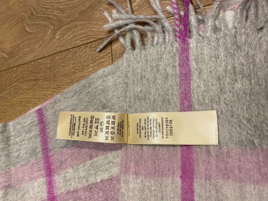 ОРИГИНАЛЕН BURBERRY Pale Grey Check кашмирен шал