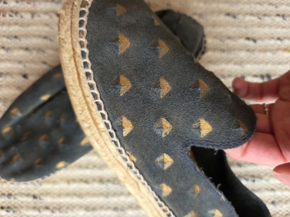 Espadrile Manebi din piele naturala cu talpa dubla de iuta, marimea 40