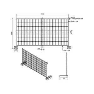 Gard mobil santier, evenimente, talpa beton, imprejmuire , panou
