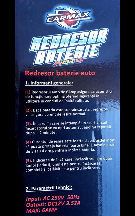 REDRESOR Rapid AUTO/MOTO 6/12 V - 3,52 - 6 Amp Nou - 100 Lei