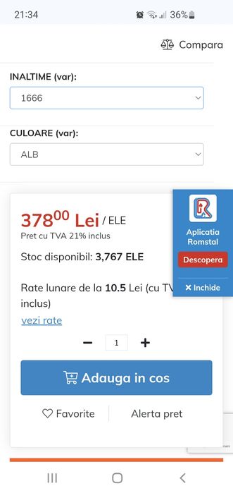 Calorifer/ radiator aluminiu Romstal Nova Florida