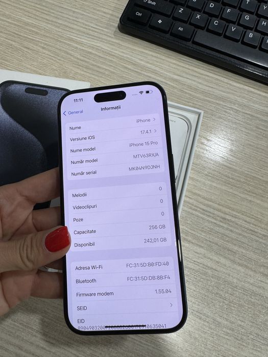 iPhone 15 Pro, 256GB, 5G, Blue Titanium, Impecabil/CA NOU!!!