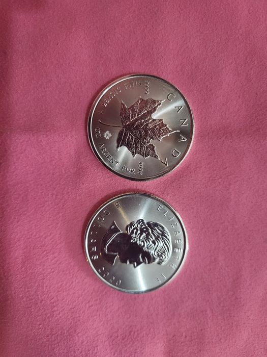 Moneda argint pur frunza de artar canadian