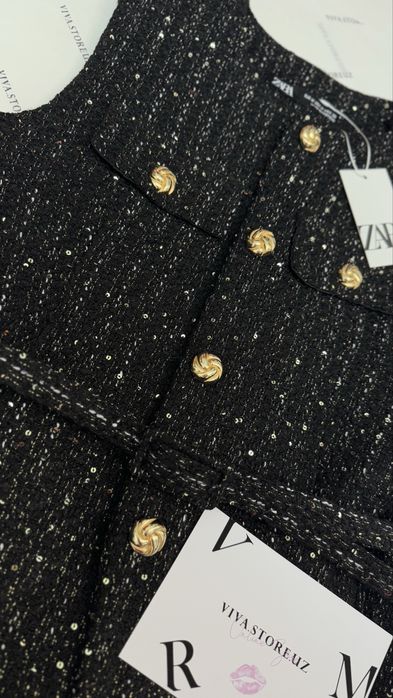 Твидовая жилетка Zara XS