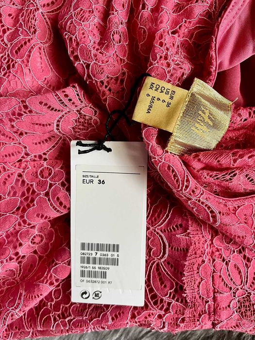 Rochie Midi Creion Roz H&M Dantela Noua cu Eticheta S