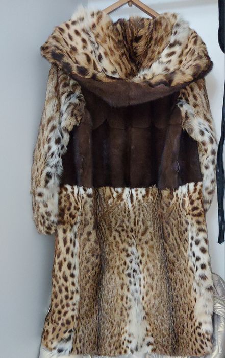 Норковая шуба рысь с капюшоном