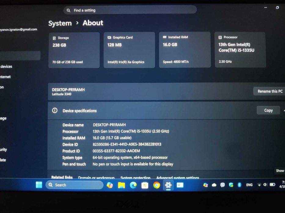 Dell Latitude 3340 13.3" i5 13th Gen 16GB RAM 256GB NVME