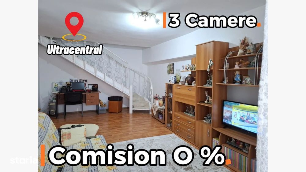 Comision cumparator 0%, 3camere decomandat - zona centrala