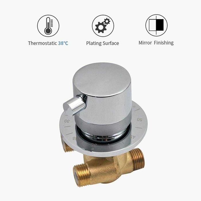 Термостатичен смесител за душ, 3-пътен, месинг, 30–50°C