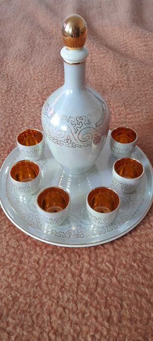 Platou,Sticla ,Pahare artizanat