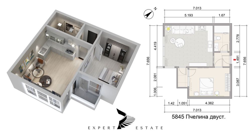 Продава се Двустаен апартамент в Варна, Възраждане 3 - 53 кв.м за 1151 €/кв.м - Снимка #2