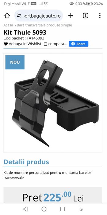 Suport bare transversale thule wingbar