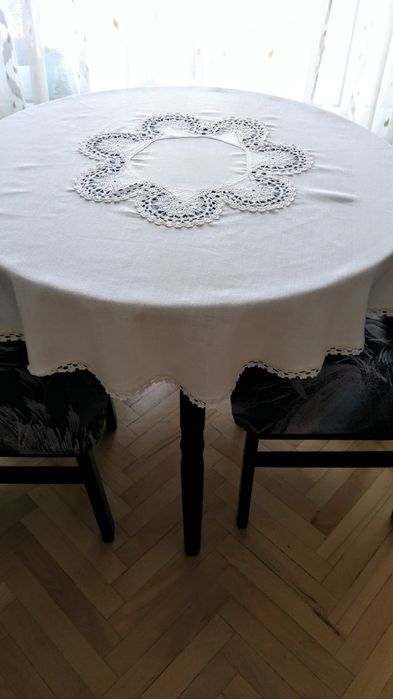 Ръчно плетени покривки. Бродерия ленена панама