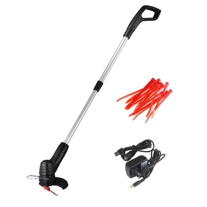 Електрически градински тример, преносим, телескопичен, безжичен, черен