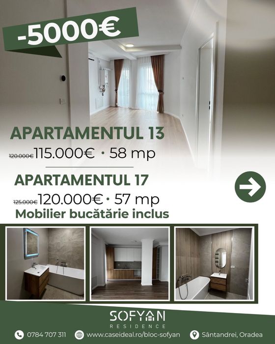 Apartamente 2,3 camere Sofyan Residence  Santandrei,Bihor