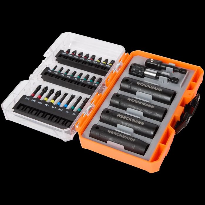 Set de biți de impact și capete de chei tubulare Werckmann, 30 piese