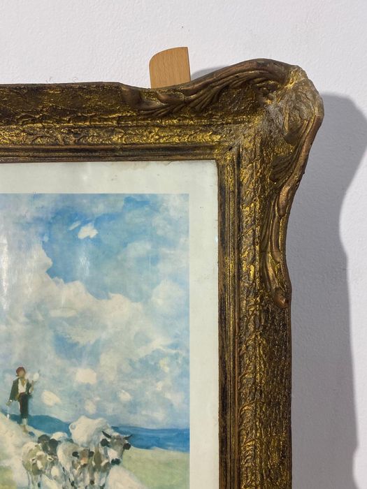 Tablou cu Ramă din Lemn, Litografie Nicolae Grigorescu, Ciobănaș