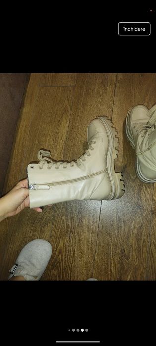 Bocanci cu șireturi Uterque din piele naturala