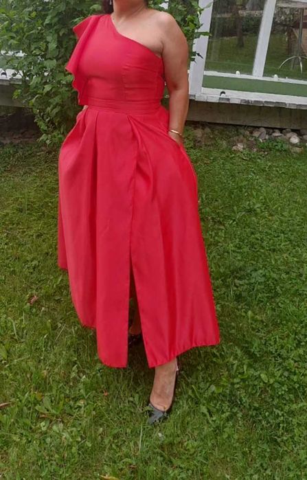 Rochie de seară satin roșie