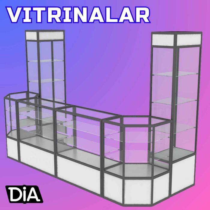 Торговые прилавки и кассовые столы из металла и стекла