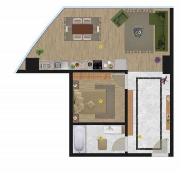 Квартира ЖК Piramit Tower 2/34/45 57 кв.м