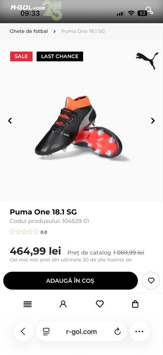 Ghete fotbal Puma One 18.1 profesionale