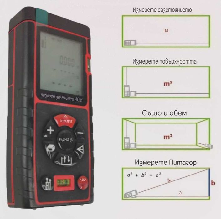 Лазерна ролетка 40 метра