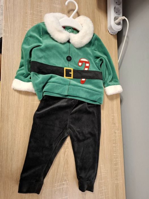 Set costum Moș Crăciun + body spiridus, ținută de Crăciun, C&A, mărime