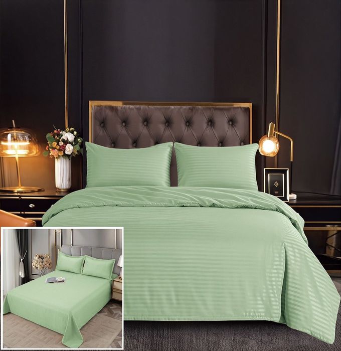 Lenjerie Damasc Manole Df004, Damasc, 6 Piese, Fara Elastic, Verde