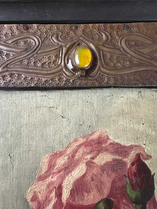 Tablou vechi ulei pe panza trandafiri inramat