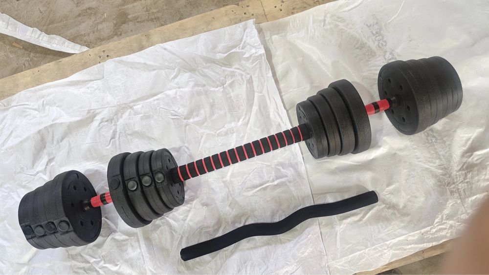 40кг Дъмбели 2х20 кг с прав и крив лост премиум