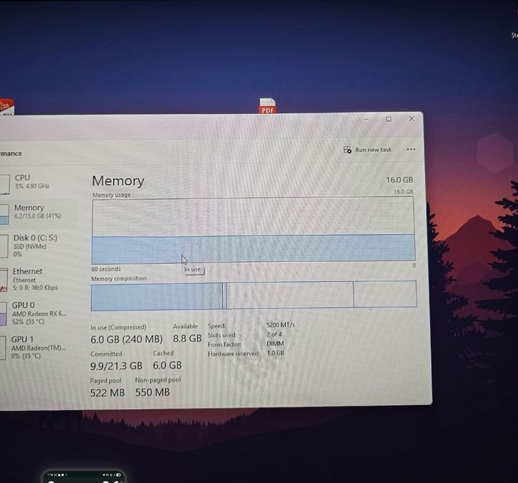 Pc gaming ryzen 5 7600x Rx6600 16gb ram DDR5