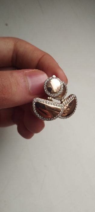 Роскошный комплект серьги и кольцо из серебра с позолотой