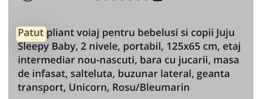 Patut pliabil voiaj + saltea de cocos