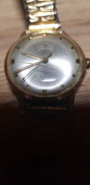 Ceas de mana placat cu aur roz Tellus (Elvetia) 1957