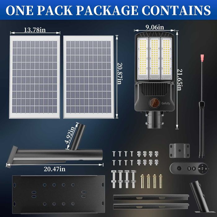 Ofuray Of-10000W соларна улична лампа с дистанционно, 6500К, IP67