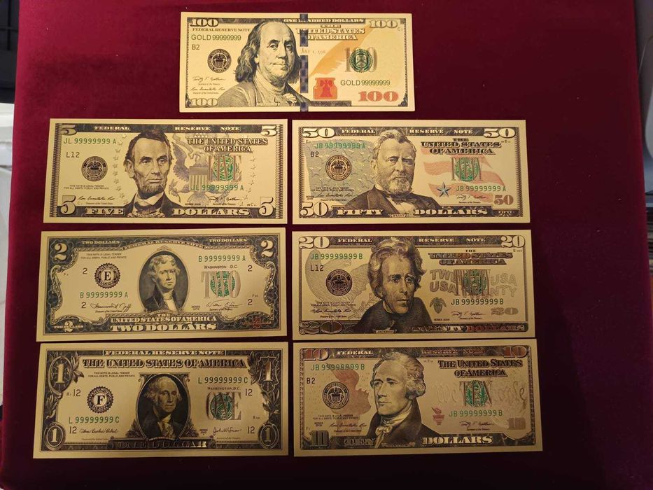 Лот златни банкноти - Долар (САЩ)/ 7 бр